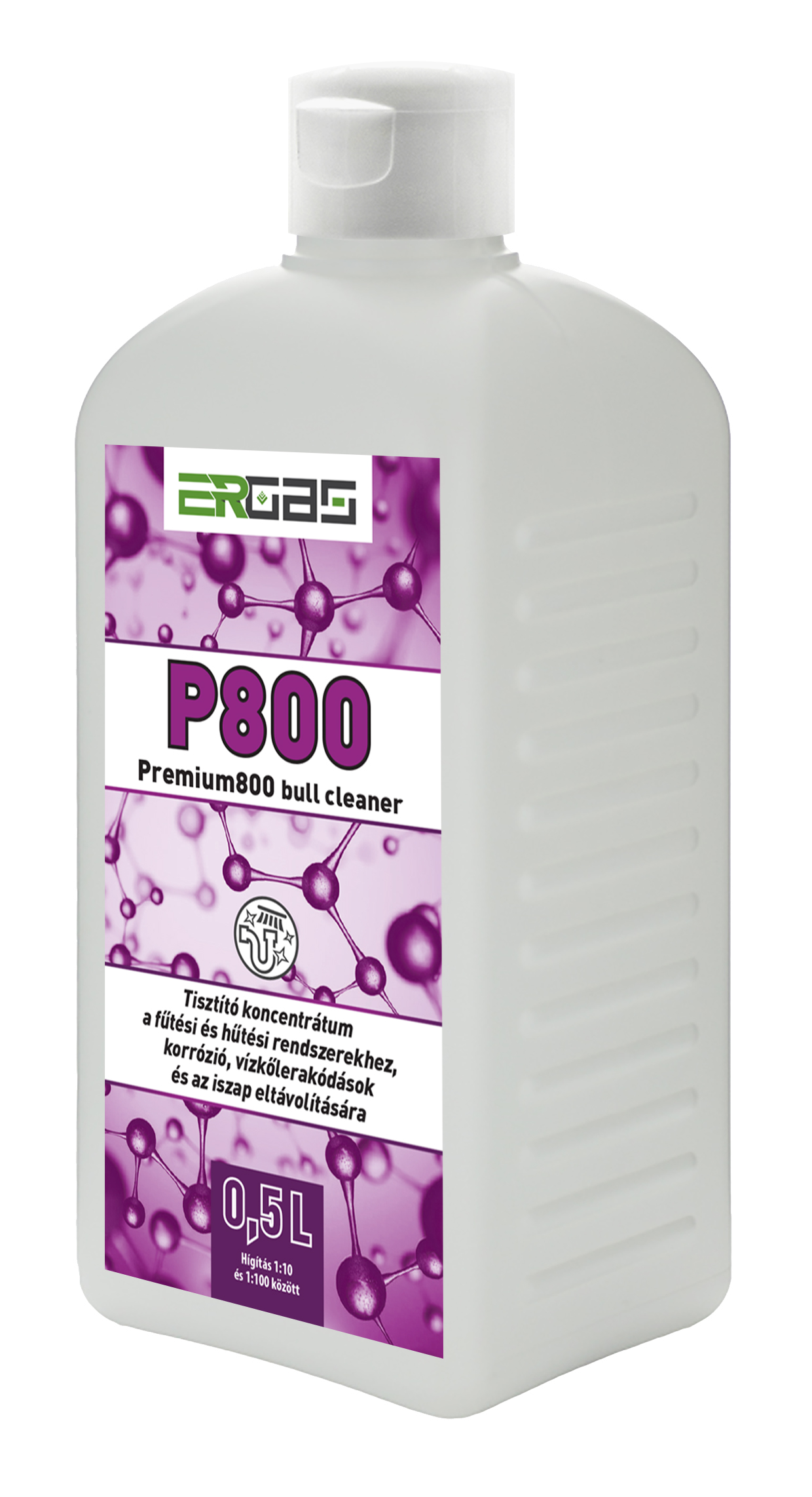 ERGAS P800-5 Premium800 Bull Cleaner, fűtésrendszer tisztító, korróziógátló, vízkő és iszap eltávolító koncentrátum régebbi fűtésrendszerek tisztítására (5 liter)