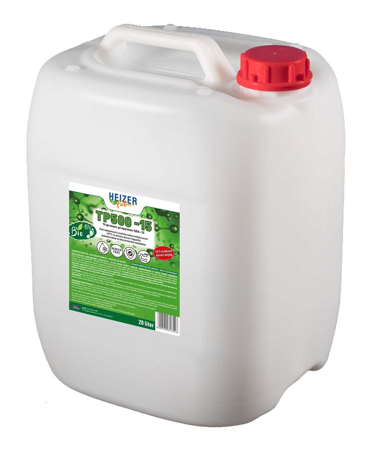 ZTP500_15C_20L Triprotect-Prophylene készre kevert 20 liter fagyálló. Nem mérgező, környezetbarát, biocid hatással, inhibitorokkal, korrózióvédő, biofilm gátló.